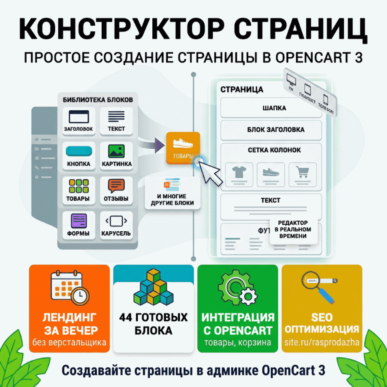 Конструктор страниц - OpenCart 3 из категории Оформление для CMS OpenCart (ОпенКарт)
