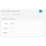 First Order Discount - Скидка для первой покупки из категории Бонусы, купоны, программы лояльности для CMS OpenCart (ОпенКарт)